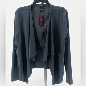 Lane Bryant Unstructured Charcoal Grey Open Front Waterfall Jacket